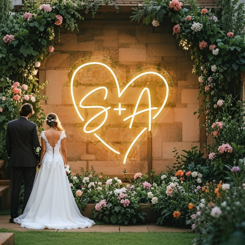 Industrial Laser Marker - Custom Initials Heart LED Neon Sign,