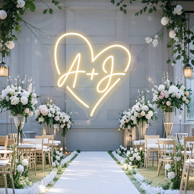 Custom Initials Heart LED Neon - Industrial Laser Marker ulasan dan harga