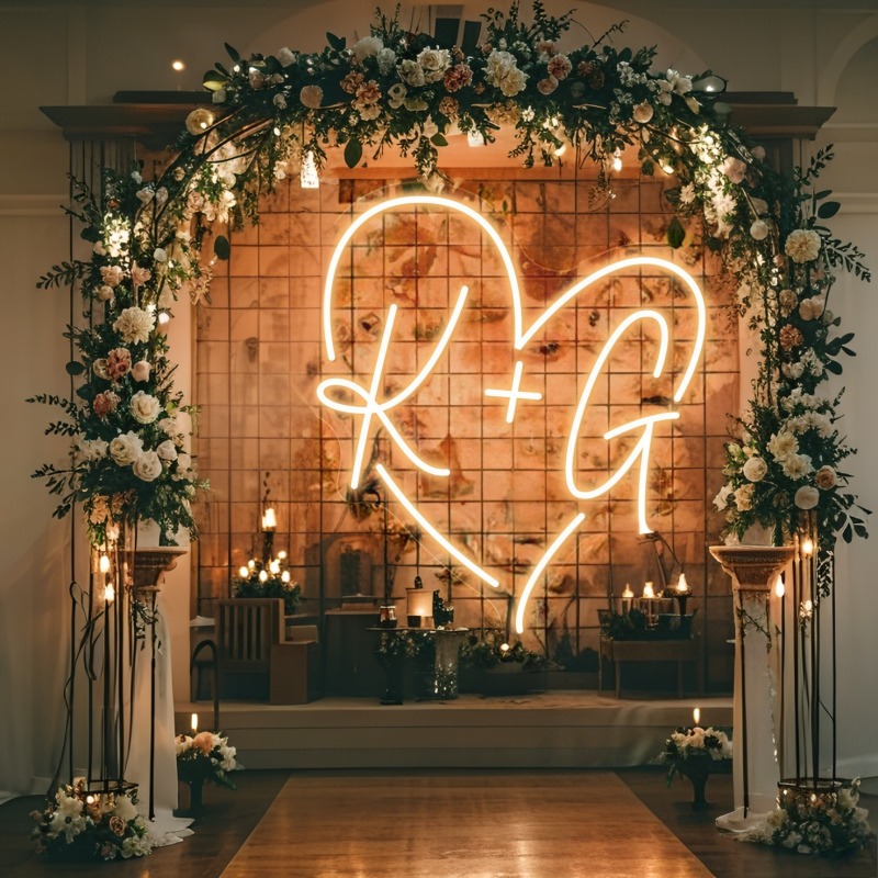 Custom Initials Heart LED Neon - Industrial Laser Marker ulasan dan harga